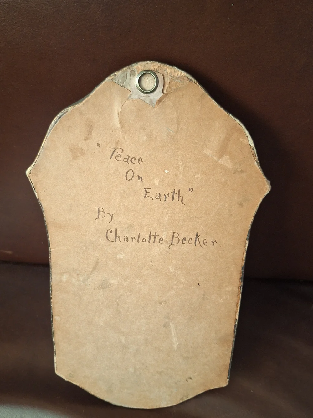 Charlotte Becker Peace On Earth Gold and Brown Cherub Portrait Plaque